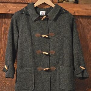 Vintage Talbots Kids Large Wool Dark Gray Pea Coat